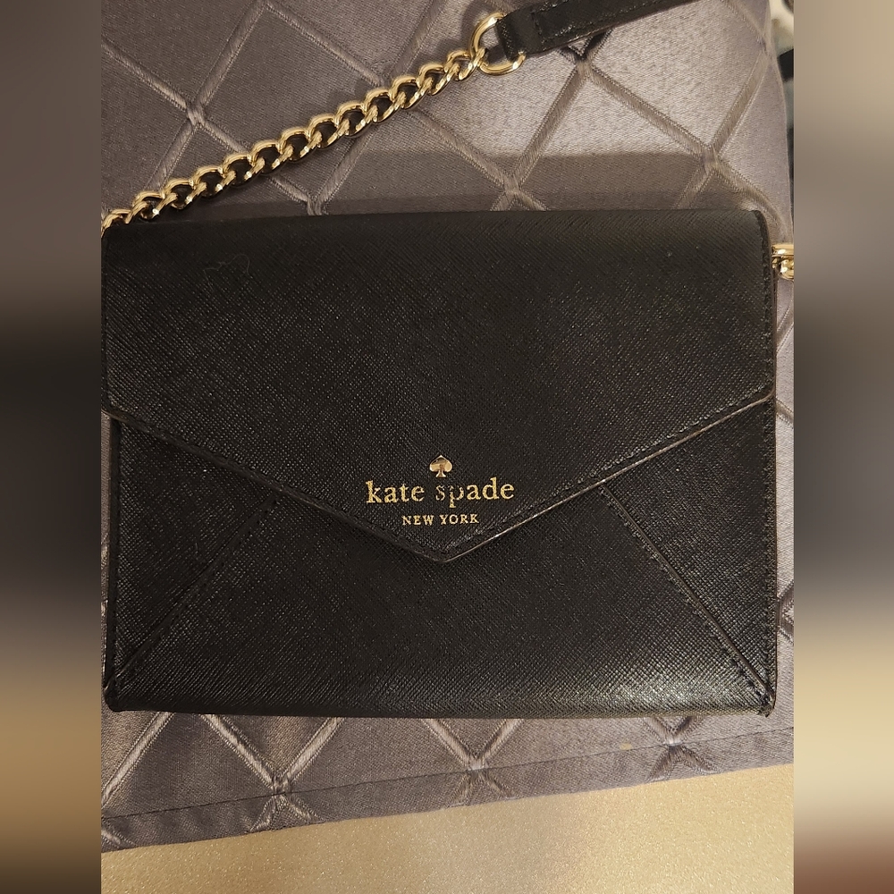 Kate Spade Black Wristlet with Gold Accents